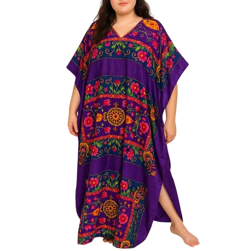 Winlar‎ Kaftan, One Size OSFM Womens Vintage Vivid Rose Patterns